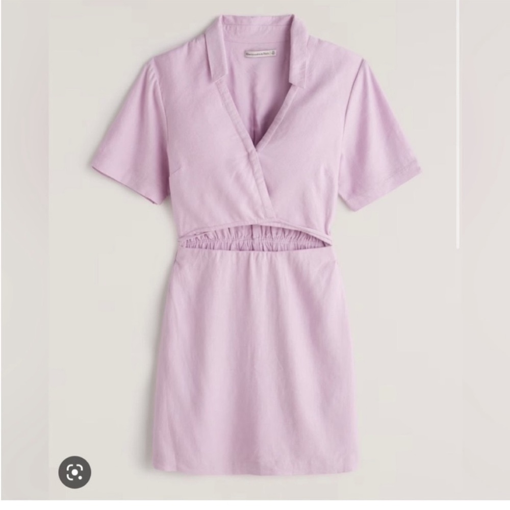 Abercrombie & Fitch linen blend cut-out shirt dress lavender wrap women’s small